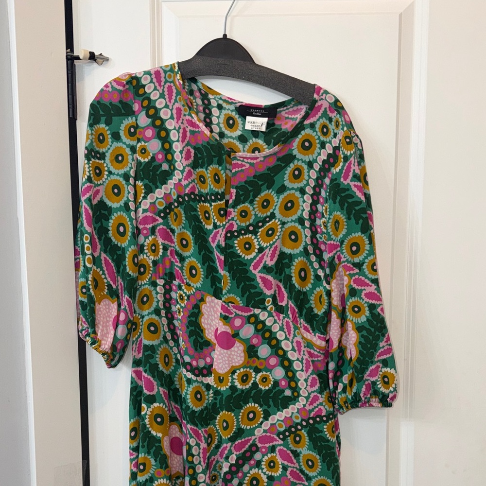 Like New Max Mara Weekend Silk Jupiter Floral Green and Pink Maxi Dress Sz S - Picture 8 of 15